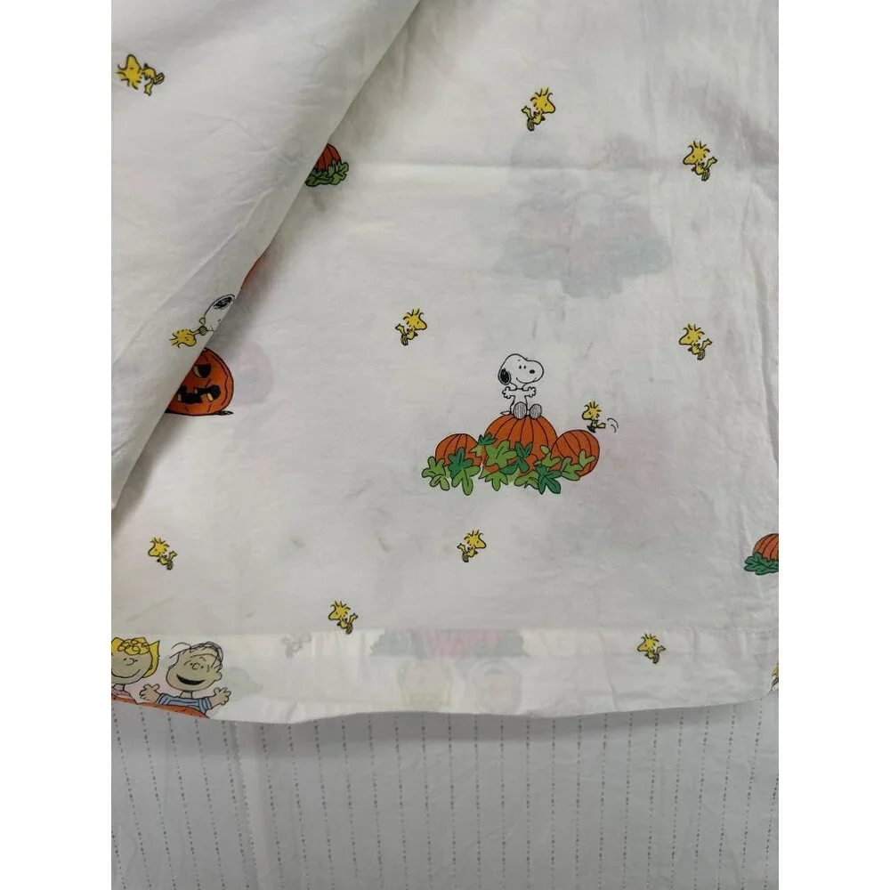 Peanuts Great Pumpkin Flat Sheet Twin Cotton Halloween Snoopy Charlie Brown